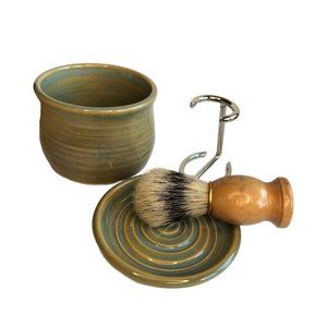 New- Men's Artisan Crafted Pottery Shaving Set